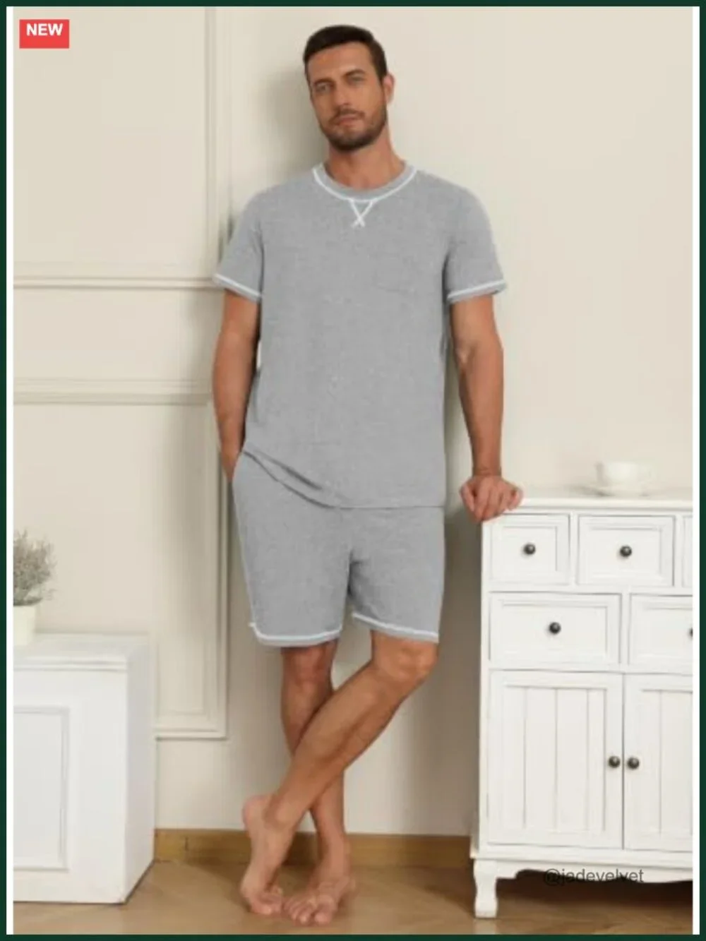 Men's 2 Piece Pajama Set with Pockets Short Sleeve Loungewear